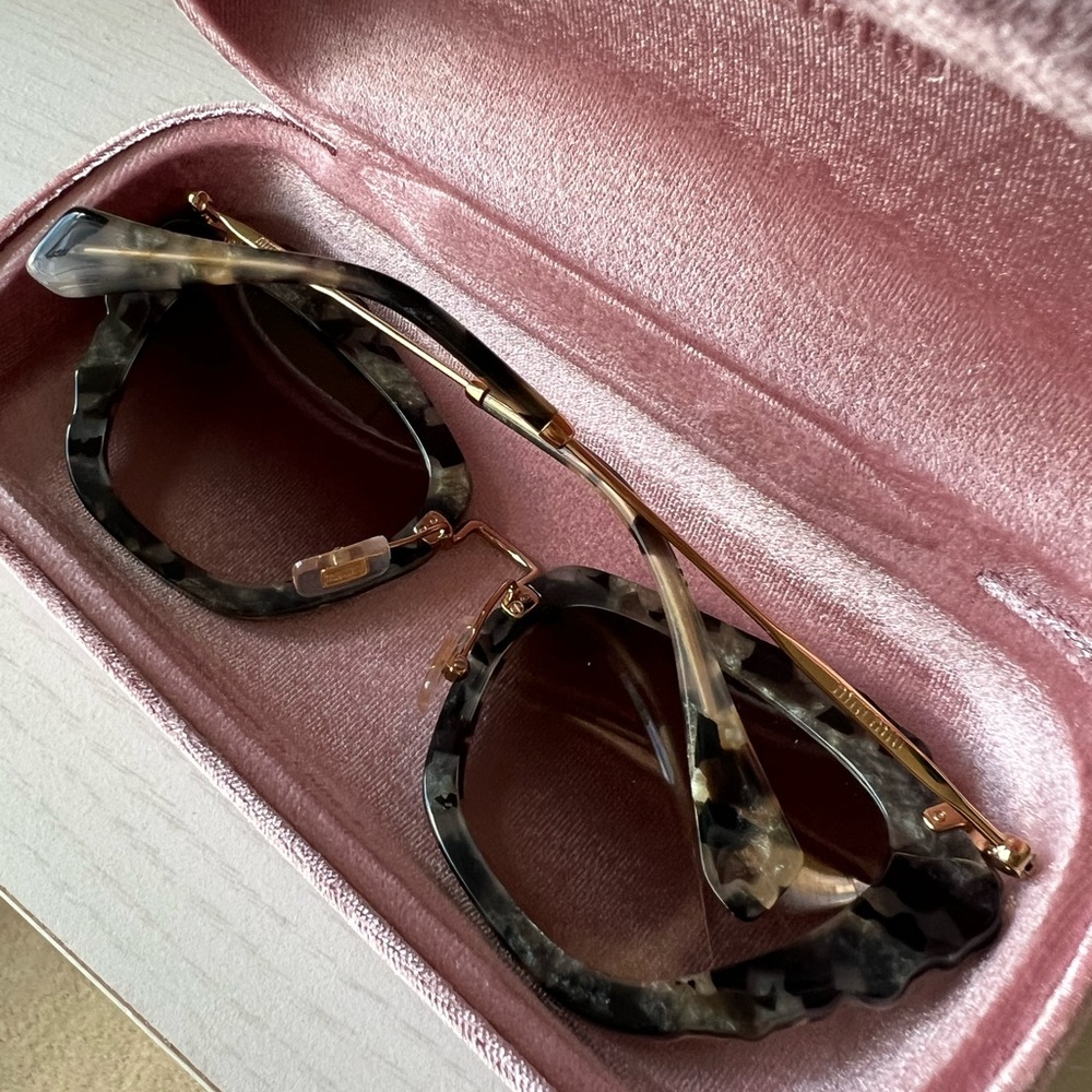 Miu Miu Black and Gold Fashion Sunglasses - Picture 5 of 9